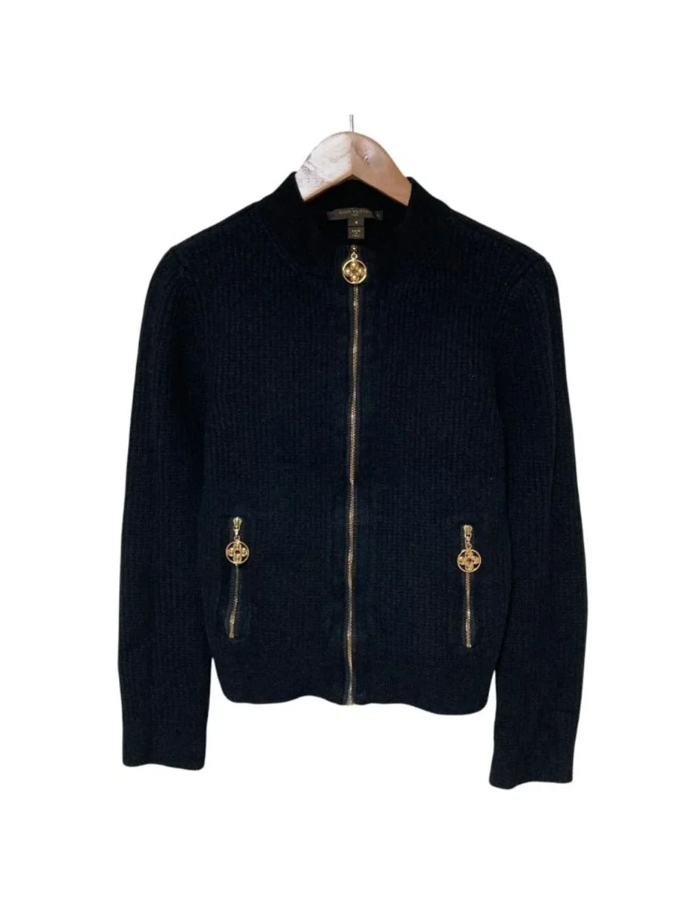 Louis Vuitton Zip Up Knit Cardigan Black